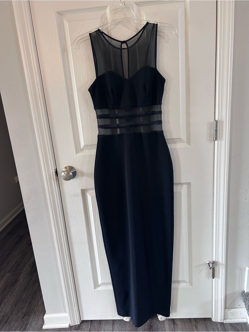 Vintage 90’s Rampage Black Sheer Mesh Panel Maxi Dress